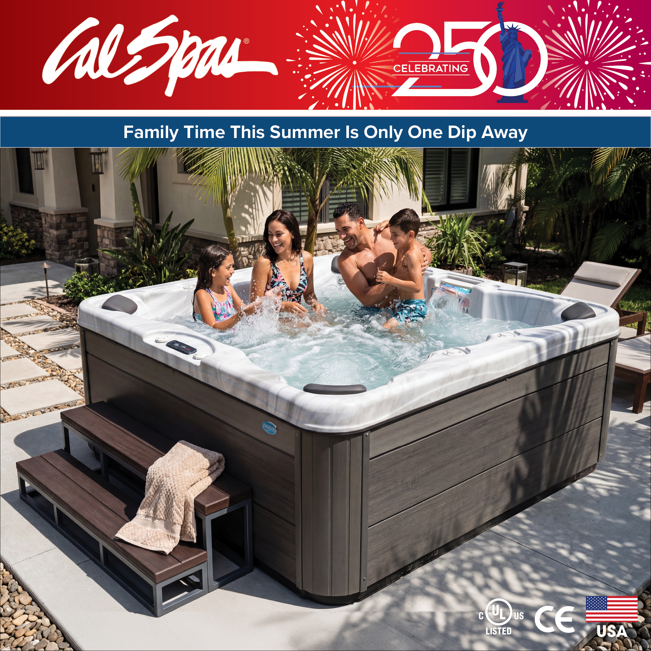 Calspas hot tub being used in a family setting - Bullheadcity